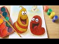 ART YELLOW , RED - Larva And Glitter Drawing, ASMR, Larva Character Drawing Art - Ep 2