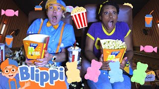 blippi and meekahs snack song at the movies blippi learn colors and science