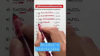 Acidos e hidroxidos #nomenclatura  #química  #ácidos  #shorts  #emmanuelasesorias  quimica