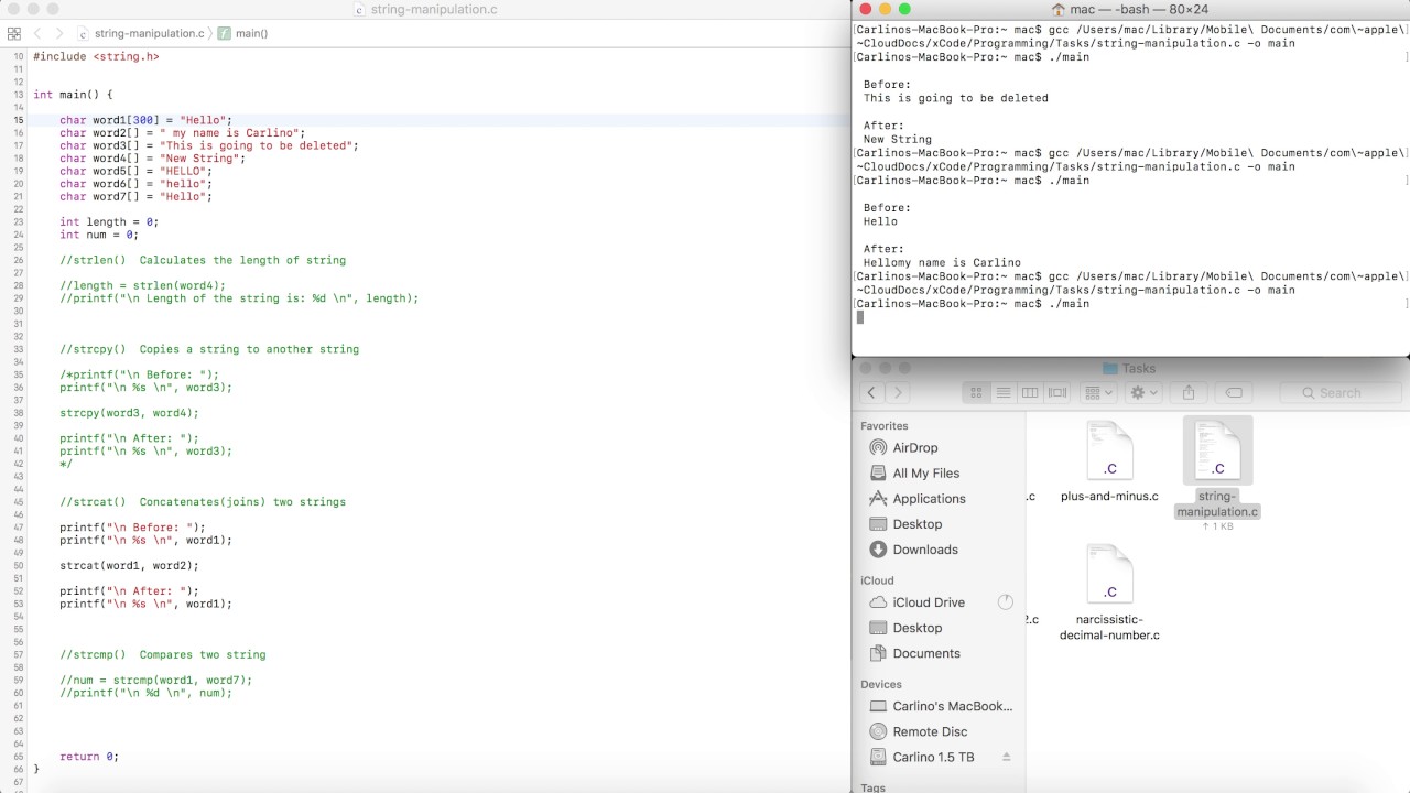 String Manipulation - Programming in C - CarlinoGonzalez - YouTube