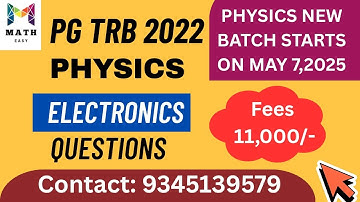 PG TRB PHYSICS 2022- ELECTRONICS QUESTION DISCUSSION IN தமிழ்