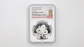 試鋳貨 2024 英国 干支 辰年龍図 2ポンド 銀貨 1オンス プルーフ