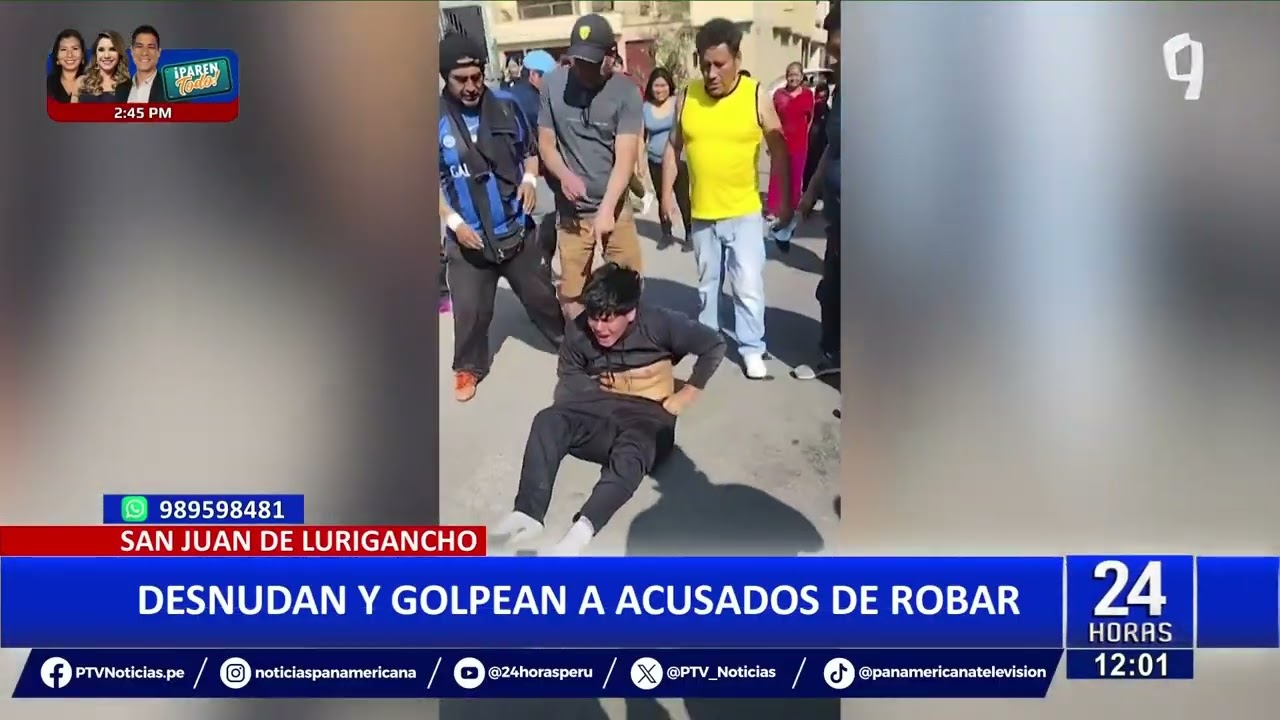 Vecinos de SJL capturan, desnudan y golpean a dos delincuentes que hirieron a joven