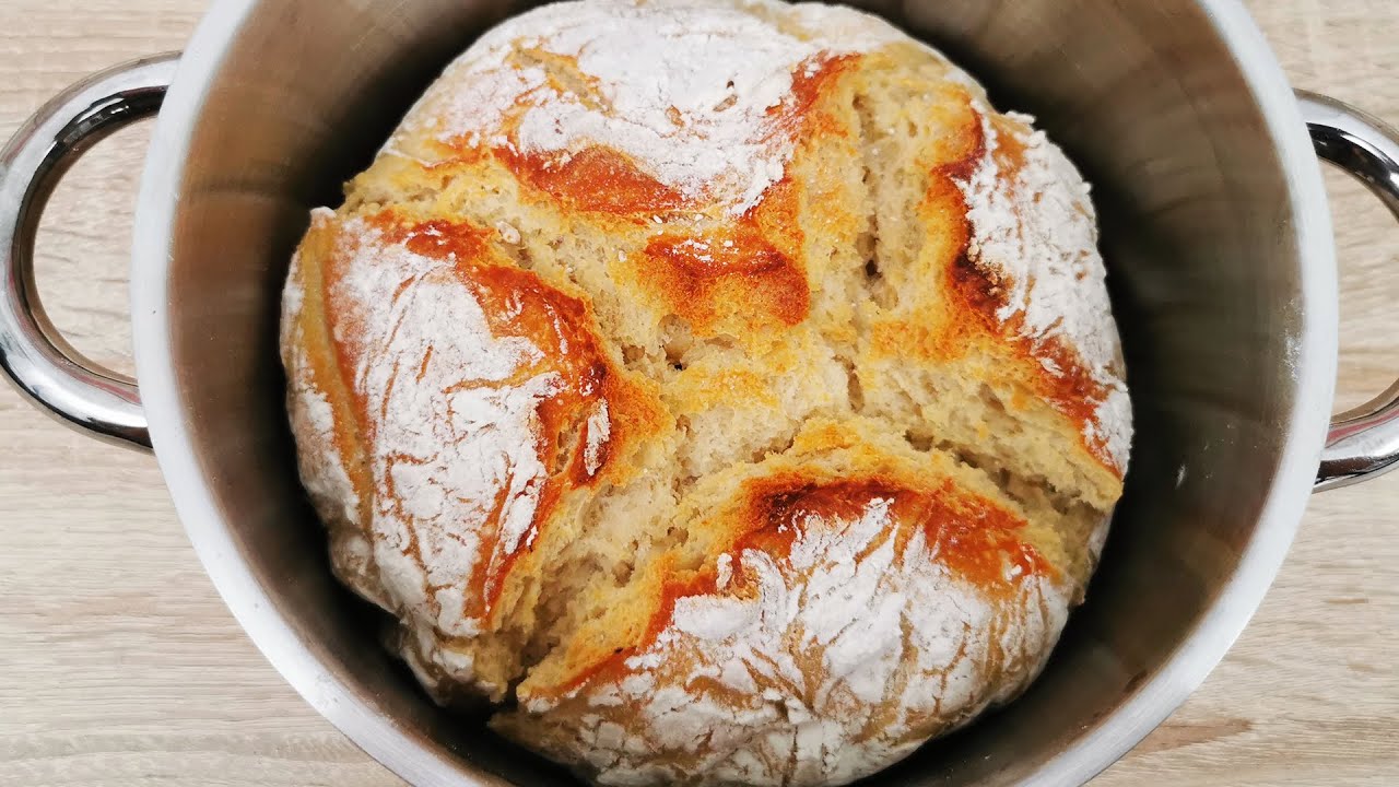 Einfaches Brot aus NUR 4 Zutaten im Topf - Brot ohne Kneten - auch für ...