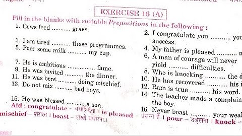 Syntax Preposition Exercise 16 A from Excellent Book class 12 solved by Ramesh Sir