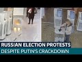 Russian voters pour ink into ballot boxes and throw firebombs as putin victory expected  itv news