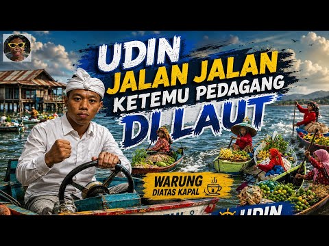 Perempatan Udin jalan jalan di laut bertemu pedagang di Perahu || vlog udin ulin 