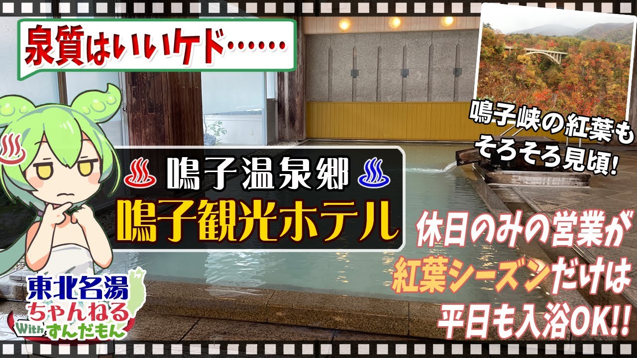【鳴子観光ホテル】《鳴子温泉郷》紅葉の名所『鳴子峡』もまもなく見頃！　 東北の名湯をずんだもんが解説！ 施設情報や成分表など訪れる前に役立つ情報もり沢山で紹介するのだ！【東北名湯ちゃんねる】