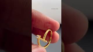ZIVOM Initial Letter Alphabet I Cubic Zirconia Gold Copper Free Size Ring Women