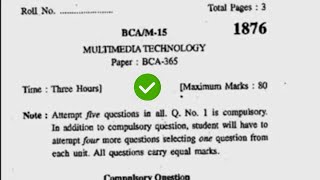 2015 Kuk BCA 6th Multimedia Technology Question Paper