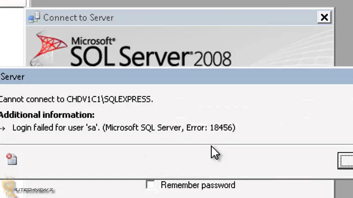 Microsoft SQL Server Error 18456 Login Failed for User