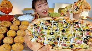 ASMR Пицца из сладкого картофеля🍕, Сырные шарики, Миан Бао Ся (тосты с креветками) МУКБАНГ