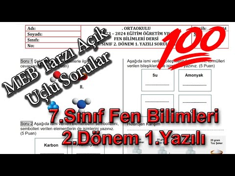 Fen Bilimleri 7.Sınıf 2.Dönem 1.Yazılı Açık Uçlu Sorular 2024