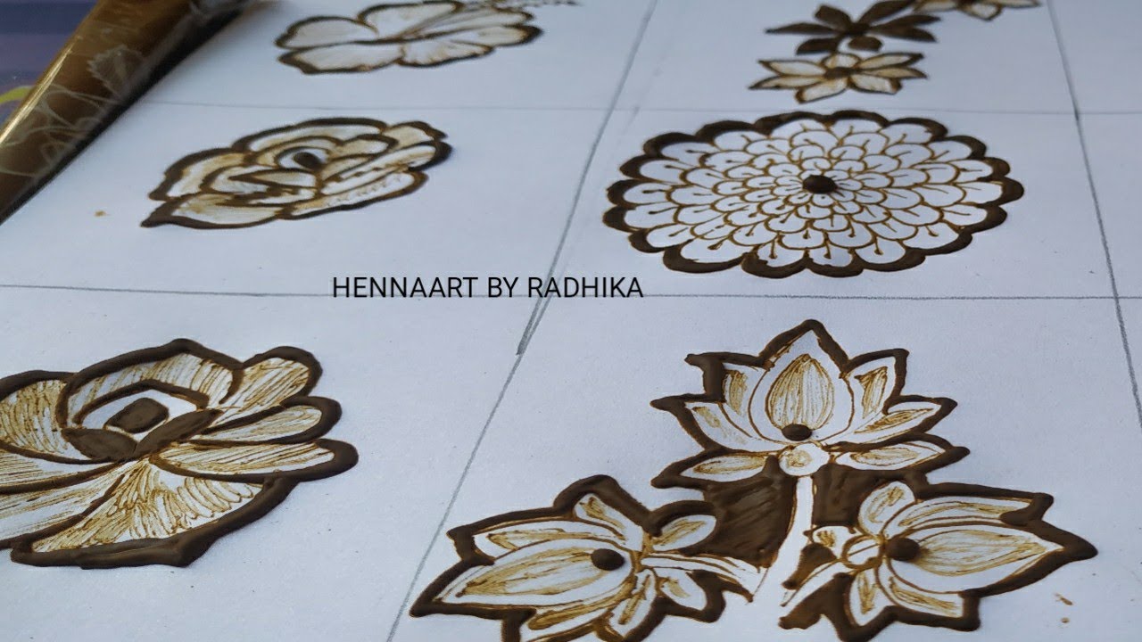PART 1: 6 Beautiful 3 D Different Types Of Flowers||How To Draw 3D Flowers #henna