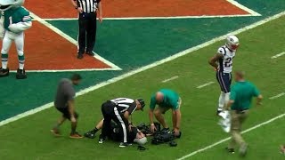 Camera Man Trips On Field After Dolphins Touchdown