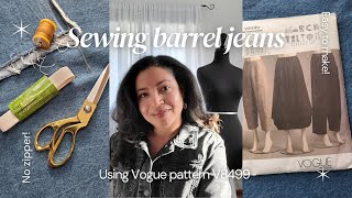 Sewing barrel jeans! Easy to make sew along | Vogue V8499