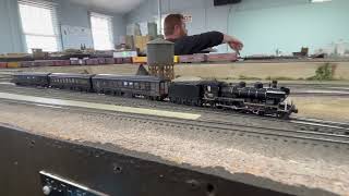 N scale Kato JNR SL Hitoyoshi and 58654 steam locomotive with DCC sound station departure