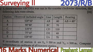 Calculate the bearing and then coordinate by bowitch or transit rule.| Surveying II| CTEVT | 4Thsem