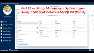 Part 22 — Library Management System in Java Swing | Edit Book Details in MySQL DB (Part-2)