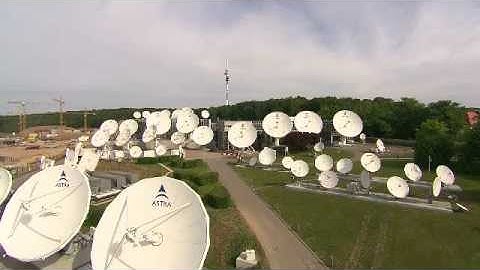 Antenna Park and dish farm at SES headquarters in Luxembourg (footage)