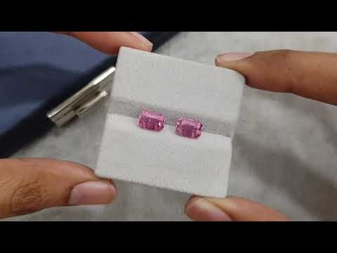 Pair of pink radiant cut spinels 4.03 carats, Pamir Video  № 2