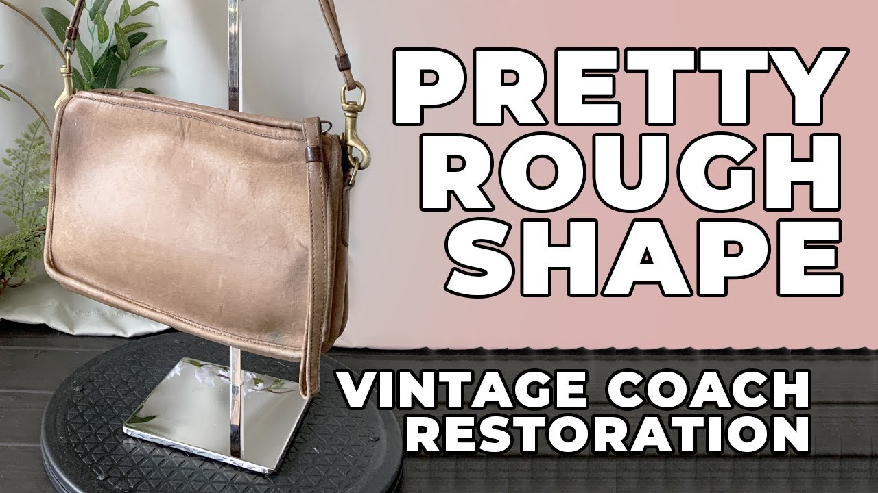 Vintage Coach Leather Wristlet Clutch Handbag Off White With Brown Trim |  eBay