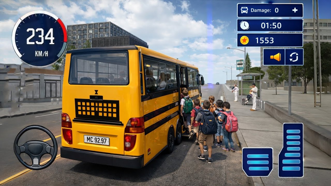 School Bus Driving Simulation - Drive Bus to Pick and Drop Kids - School Bus Game 