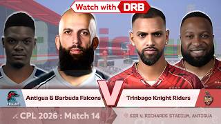 ABF vs TKR | Antigua & Barbuda Falcons to take on Trinbago Knight Riders in CPL 2026 : Match 14 ABF vs TKR | Antigua & Barbuda Falcons to take on Trinbago Knight Riders in CPL 2026 : Match 14