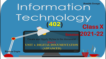 UNIT 1: DIGITAL DOCUMENTATION (Adv) | Create and Apply Styles | IT (Code 402) for 10th