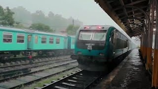 Two Class S12 DMU's Departing From Peradeniya Railway Station At Once While Rain | Trains | B.O.N.K