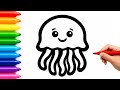 How to Draw a Cute Jellyfish | Easy Drawing for Kids and Toddlers | Step by Step