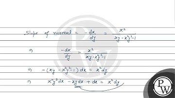 The slope of normal at any point \( (x, y) x0, y0 \) on the curve \( y=y(x) \) is given by \( \f...