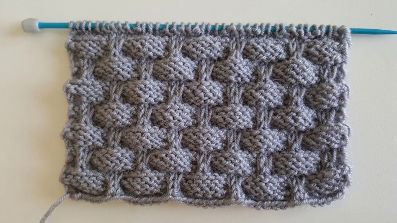 İki Taraflı Kullanılan Kabartmalı Kutular Örgü Modeli