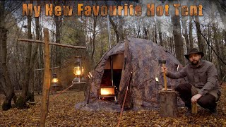 Solo Hot Tent 2 Nights in the Woods with Wind \& Rain