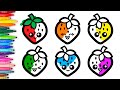 Dibuja y Colorea FRESAS kawaii arcoíris 🌈🍓 Videos para niños