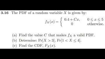 The PDF of a random variable X is given by ... Find the v...  |  ENGR 120 Probability Random Signals