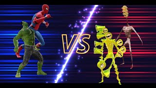 Team Hulk and Spiderman Vs Team siren head 999 gold and traffic light head