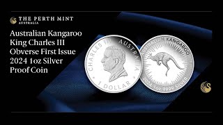 Australian Kangaroo King Charles III Obverse First Issue 2024 1oz Silver Proof Coin