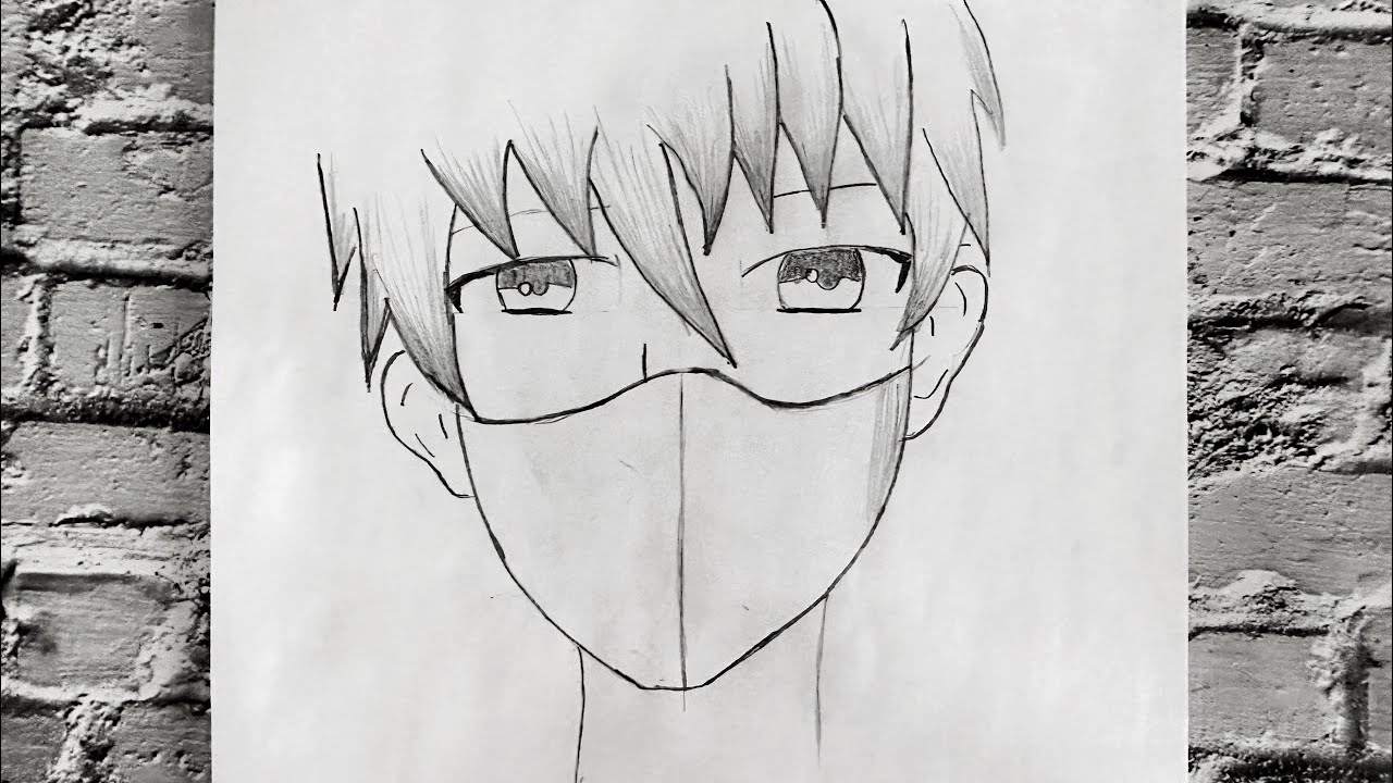 Easy anime drawing how to draw anime boy wearing a mask YouTube