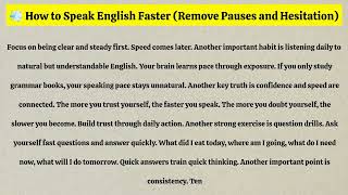 👉 How to Speak English Faster 💨 | Remove Pauses and Hesitation