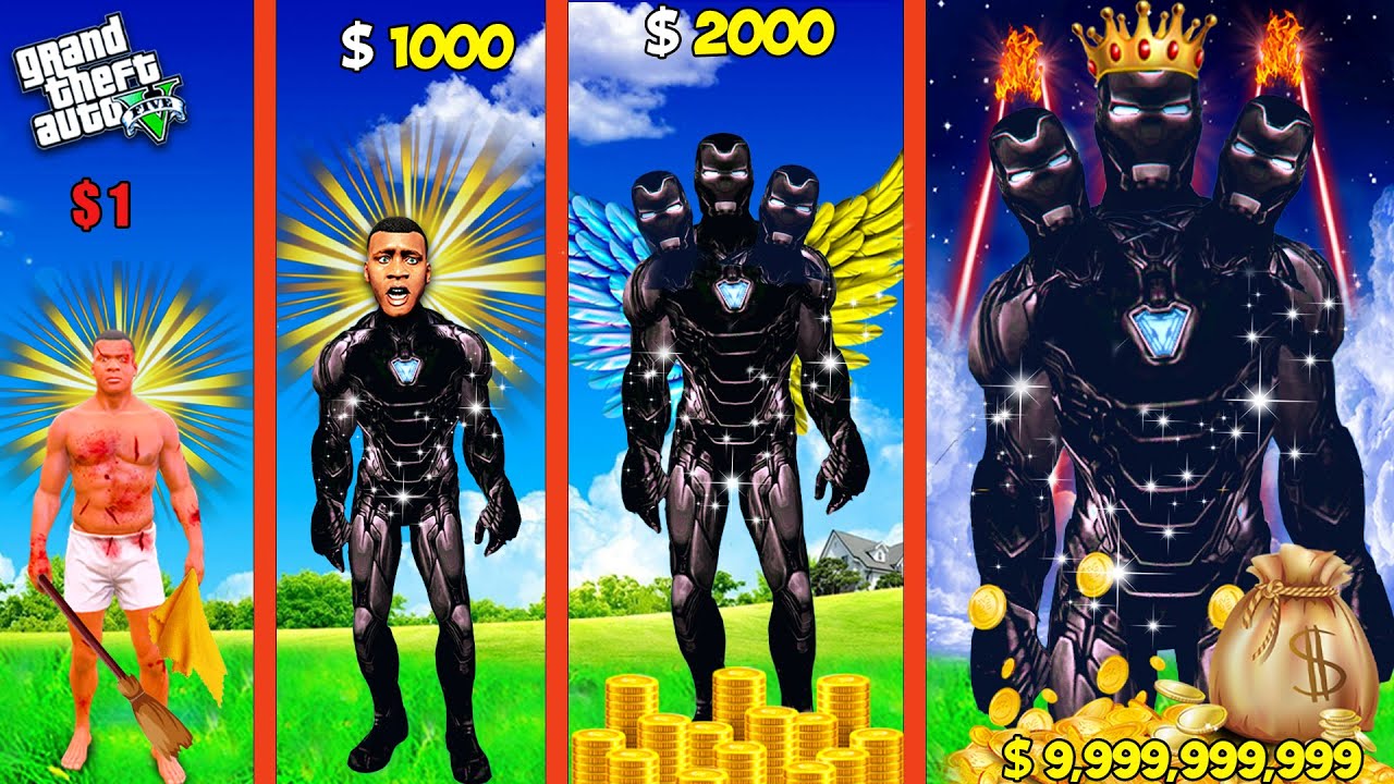 FRANKLIN UPGRADING POOR GOLD & BLUE IRONMAN TO ALL FATHER BLACK & RED IRONMAN IN GTA 5!