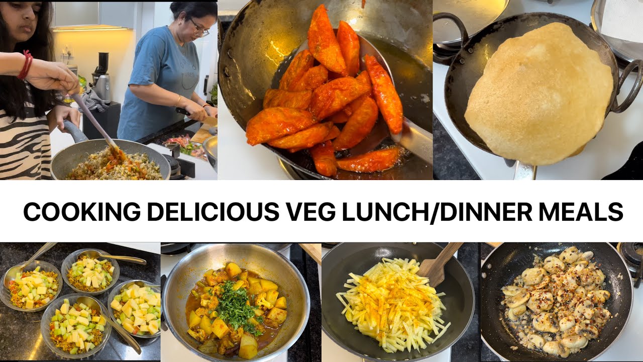 Cooking Delicious Vegeterian Meals | Lunch/Dinner Veg Meal Ideas | Pakora, Snack, Gobi Curry | Vlog