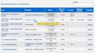 Student Activity Overview - VocabularySpellingCity