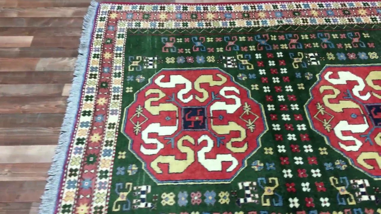 Red and Green Afghan Kazak Oriental Rug 6'X6'7  - 71508