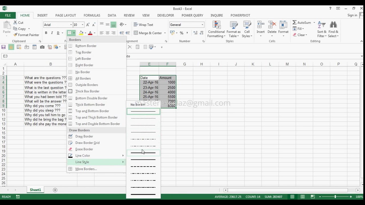 style border  2022  How to Change border line style in Excel 2013 | Basic excel skill