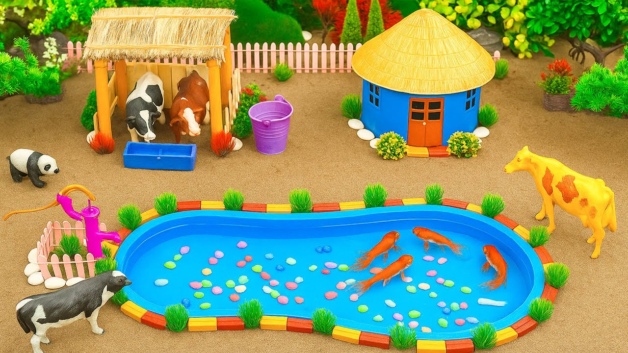 Creative Rainy Farm Diorama 🌧️🐄 | Wet Fields, Cows & Cozy Farm House