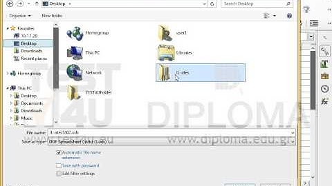 Save the active workbook as mybook.ods in the IL-ates\LO_Calc file on the desktop.