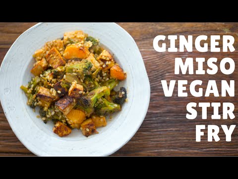 Ginger Miso Vegan Stir Fry with broccoli and tofu