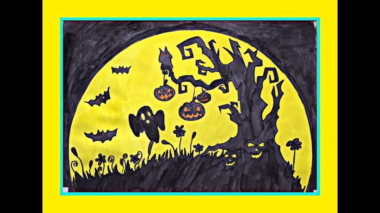 VẼ TRANH HALLOWEEN- HALLOWEEN DRAWING - YouTube