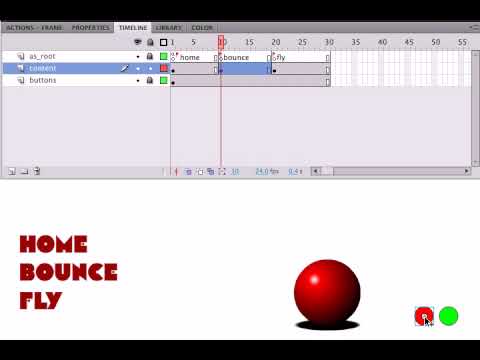 Building a Basic Flash Site Part 5- Control the Bouncing Ball with Play and Stop buttons
